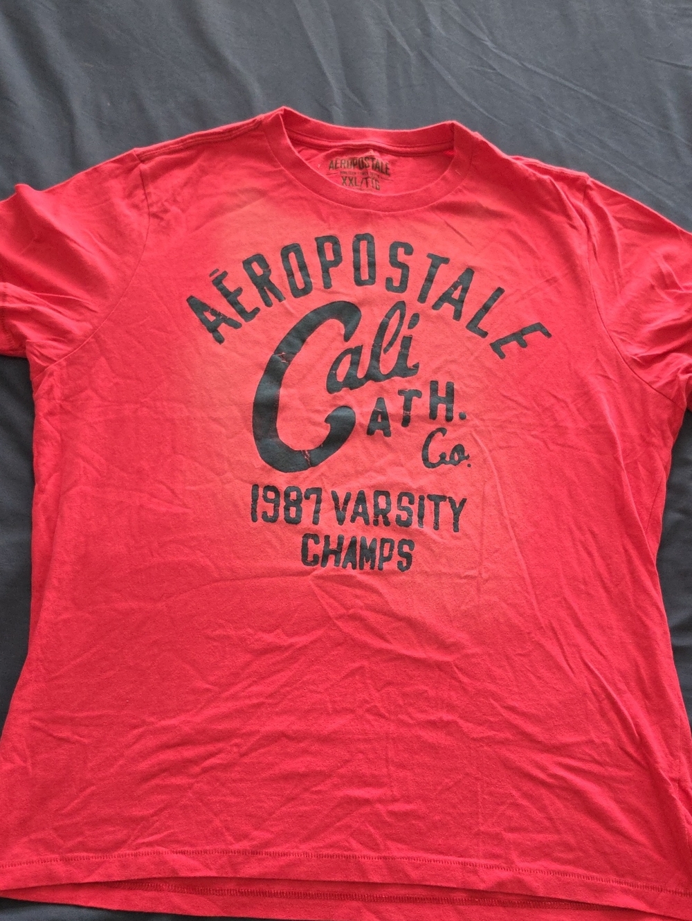 Aeropostale Pink Crewneck Graphic Tee with Blue Varsity Print